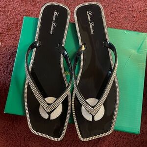 Lauren Lorraine Tampa Black Rhinestone Sandals – Size 9.5 (NIB)